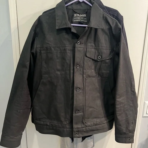 Filson Tin Cloth Short Lined Cruiser Jacket Black Cloth Cruiser